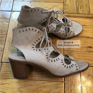 Open toe booties lace up size 8.5